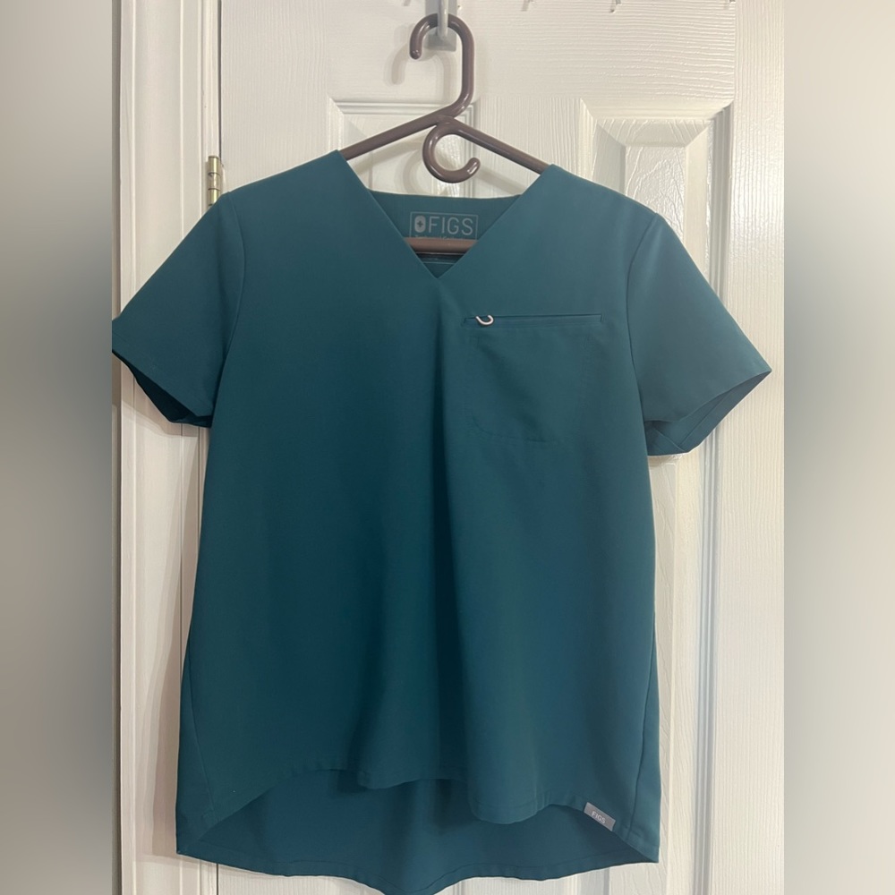 Caribbean Blue Sokone V-neck Figs Scrub Top